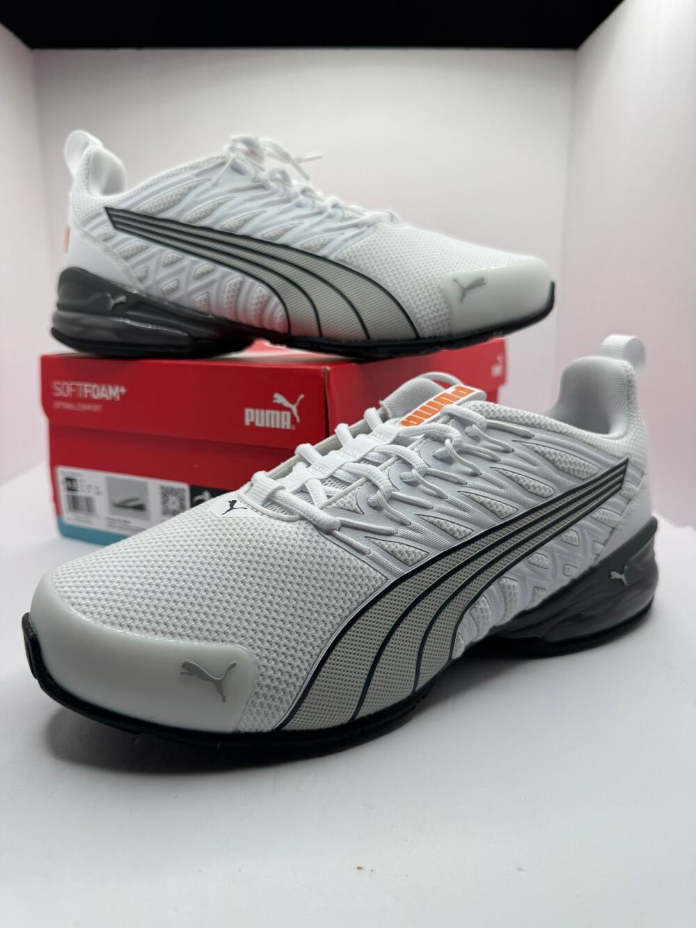 Puma Voltaic Evo Wide Fit Men Running Shoes White Orange Size 8.5 New